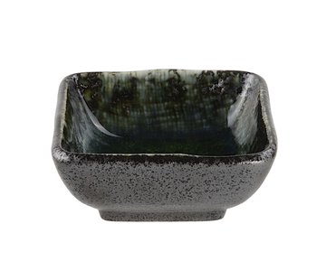Zwart/Blauw Sojasaus Schaaltje - Keramiek - 7.5 x 7.5 x 3cm