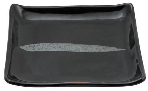 Vierkant Bord Zwart/Zilver - Silver Brush - 18 x 18 cm