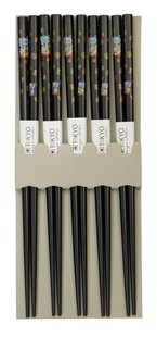 Zwarte Eetstokjes met Lucky Cats - Tokyo Design Studio - Set van 5 paar