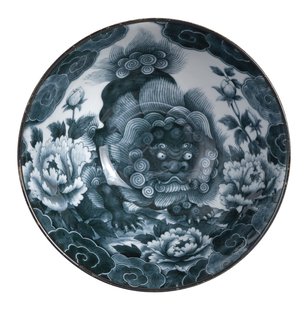 Japans Dinerbord - Tokyo Design Studio - Japonism Lion Peony - Zwart - 28cm