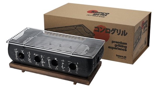 Konro Grill Groot Rechte Houten Basis - 36 x 18 x 13cm Konro Grill Groot + Rechte Houten Basis - 36 x 18 x 13cm