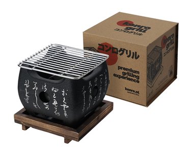 Konro Grill Groot - Vierkant Houten Onderstel - 15x15x13.5cm