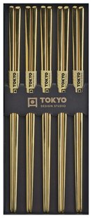 RVS Eetstokjes Giftbox - Tokyo Design Studio - Goud - 5 paar