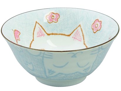 Kawaii Kat Blauwe Kom - 500ml 15.3 x 3cm