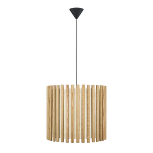 Komorebi Medium hanglamp natural oak - met koordset zwart - Ø 29 cm