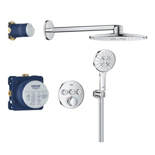 Grohe Grohtherm smartcontrol regendoucheset - inbouw - hoofddouche rond 31cm - handdouche rond - chroom 34863000
