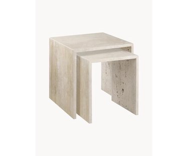 Bijzettafel Varu uit travertijn, 2-delig