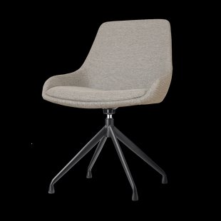 Nola-Isa draaibare eetkamerstoel warm grijs - zwart onderstel