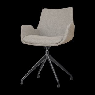 Nola-Eef draaibare eetkamerstoel warm grijs - zwart onderstel