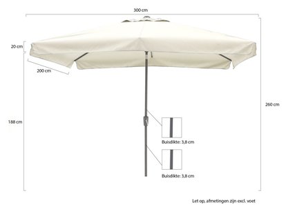 Shadowline Aruba parasol 300x200cm - Laagste prijsgarantie!