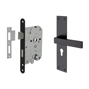 Mooi Deurbeslag Deurbeslag set Nova op schild met cilindergat en cilinder dag-en nacht slot