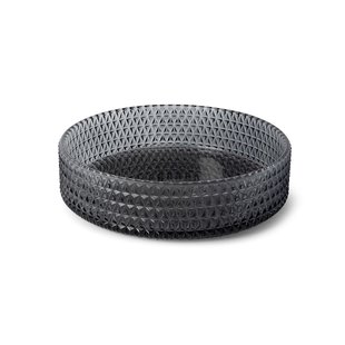 Waskom Luca Sanitair Vetro Rond 39,5x39,5x11 Transparant Glas Incl. Wastafelhouder Smoke