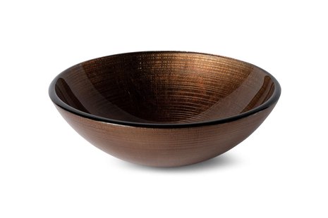 Waskom Luca Sanitair Vetro Rond 42x42x14,5 Gehard Glas Incl. Wastafelhouder Copper Waskom Luca Sanitair Vetro Rond 42x42x14,5 Gehard Glas Incl. Wastafelhouder Copper