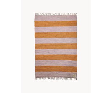 Handgeweven katoenen vloerkleed Chindi met franjes