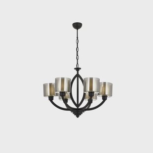 Avonni Kroonluchter AV-7002-1876-6BSY met glazen kappen