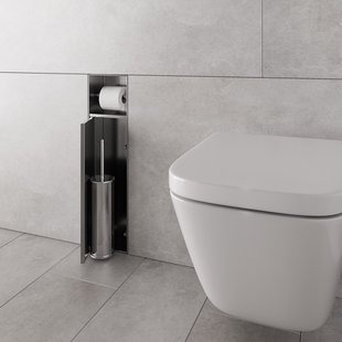 Inbouw Toiletborstelhouder BWS Alfie Met Rolhouder Betegelbaar Geborsteld Staal