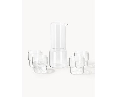 Handgeblazen karaf Gustave met waterglazen, 5-delig