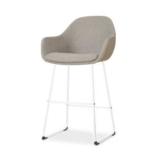 Nino-Mae barkruk warm grijs - wit onderstel - 65 cm