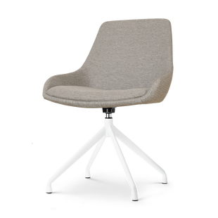 Nola-Isa draaibare eetkamerstoel warm grijs - wit onderstel