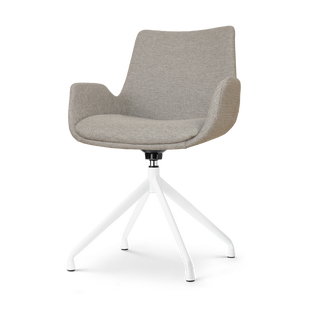 Nola-Eef draaibare eetkamerstoel warm grijs - wit onderstel