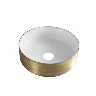 Waskom Wiesbaden Mondri 36x36 Cm Rond Geborsteld Goud / Glans Wit