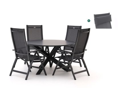 Hartman Troy/Ferrone ø 130cm dining tuinset 5-delig verstelbaar - Laagste prijsgarantie!