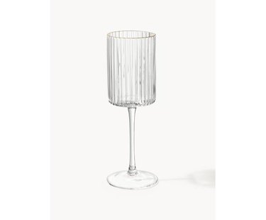 Mondgeblazen wijnglazen Aleo met goudkleurige rand, 4 stuks