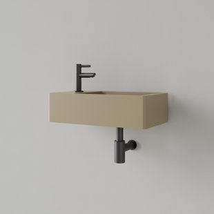 Fontein Gliss Design Freya Solid Marble 40x22x10 cm Met Kraangat Links Mat Cappuccino