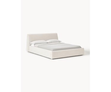 Boucl&eacute; gestoffeerd bed Cloud met opbergruimte