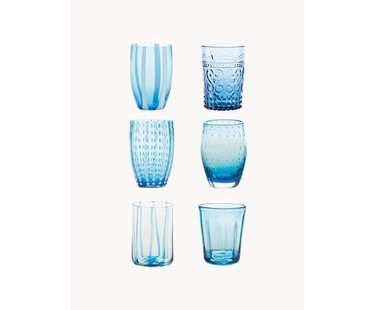 Handgemaakte waterglazen Melting, 6-delig