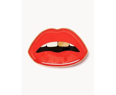 Porselein decoratief dienblad Lips met goudkleurig