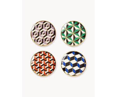 Porseleinen onderzetters Versailles met goud, set van 4 Porseleinen onderzetters Versailles met goud, set van 4