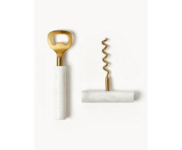 Flesopener Agata met marmeren handvat, 2-delig