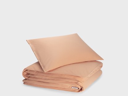 Yumeko Dekbedovertrek jersey perfect peach 140x220 + 1/60x70 100% biologisch en fairtrade katoen, jersey katoen (gebreid)