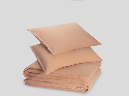 Yumeko Dekbedovertrek jersey perfect peach 240x220 + 2/60x70 100% biologisch en fairtrade katoen, jersey katoen (gebreid)