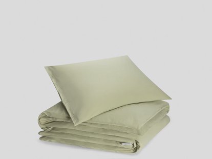 Yumeko Dekbedovertrek jersey pistachio green 140x220 + 1/60x70 100% biologisch en fairtrade katoen, jersey katoen (gebreid)