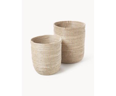 Ronde opbergmanden Aleya van zeegras, 2-delig