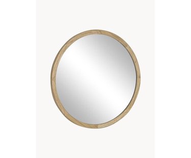 Ronde wandspiegel Alum met mindihouten lijst