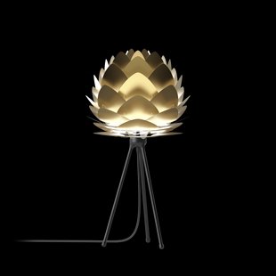 Aluvia Mini tafellamp brushed brass - met tripod zwart - Ø 40 cm