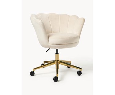 Fluweel bureaustoel Oyster met armleuning, in hoogte verstelbaar