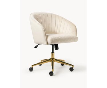 Fluwelen bureaustoel Laria met armleuning, in hoogte verstelbaar