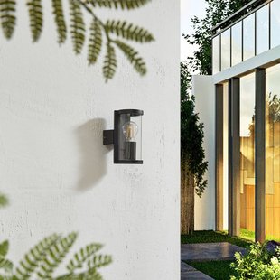 Lucande buitenwandlamp Zanta, hoogte 19,7 cm, IP65, zwart