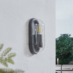 Lucande Serine buitenwandlamp, 25,5 cm, zwart, aluminium