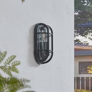 Lucande Serine buitenwandlamp, 27,1 cm, zwart, aluminium