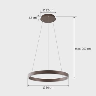 Lucande Slimme hanglamp Yonam, koffie, 1-lamp, Tuya