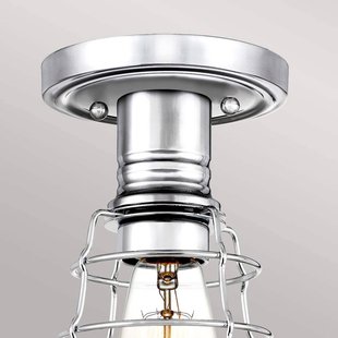 QUOIZEL Mixon plafondlamp met metalen kooi, gepolijst chroom