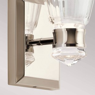 Quintiesse Kayva LED wandlamp, IP44, 1-lamp, gepolijst nikkel