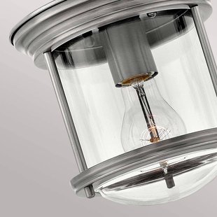 Quintiesse Hadrian Mini buiten plafondlamp, antiek nikkel/helder