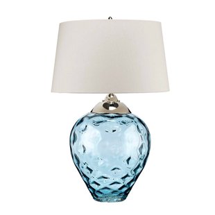 Quintiesse Samara tafellamp, Ø 51 cm, blauw, stof, glas, 2-lamps
