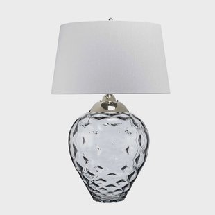 Quintiesse Samara tafellamp, Ø 51 cm, grijs, stof, glas, 2-lamps